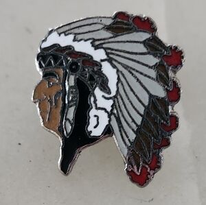 Vintage Native American Indian Chief Headdress Enamel Pin